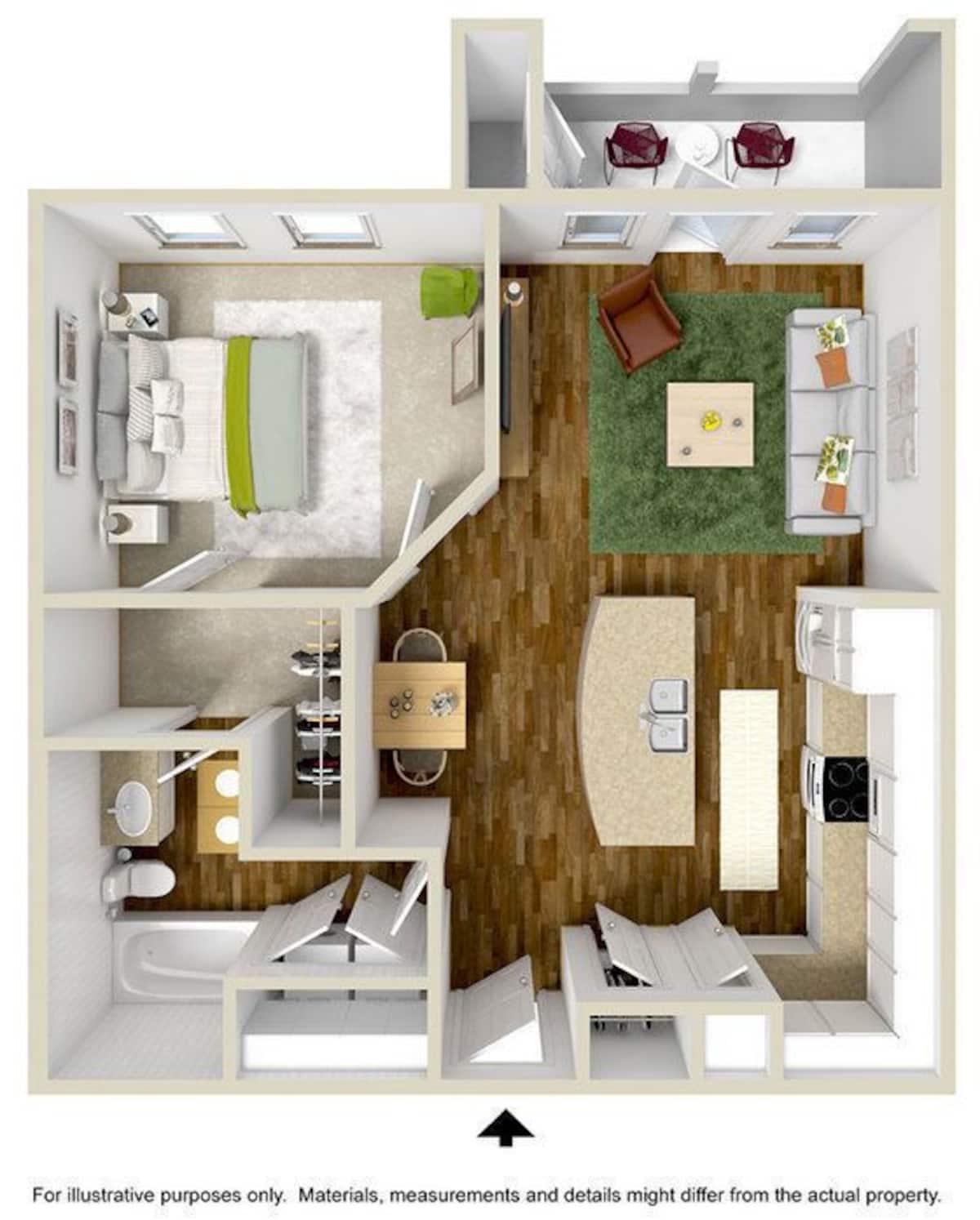 Floorplan diagram for A2, showing 1 bedroom