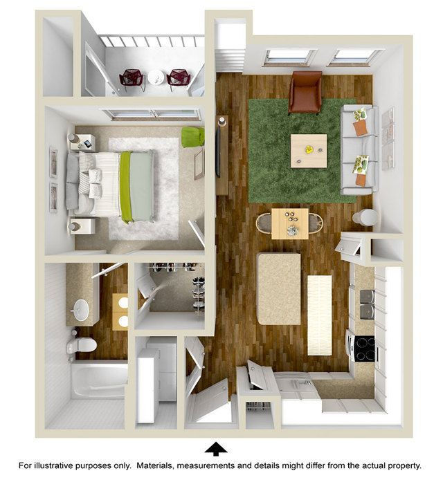 Floorplan diagram for A1BD, showing 1 bedroom