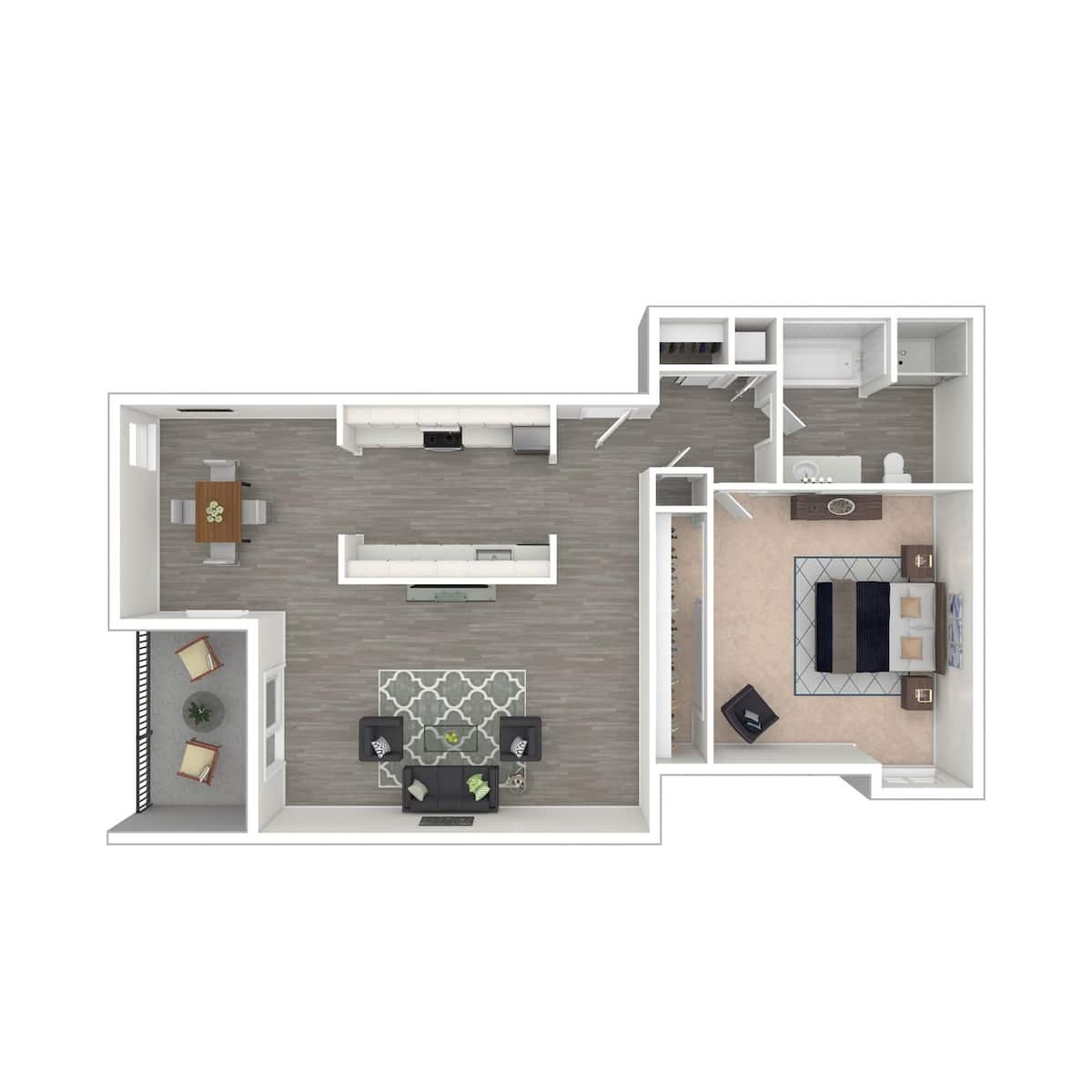 Floorplan diagram for Olive, showing 1 bedroom