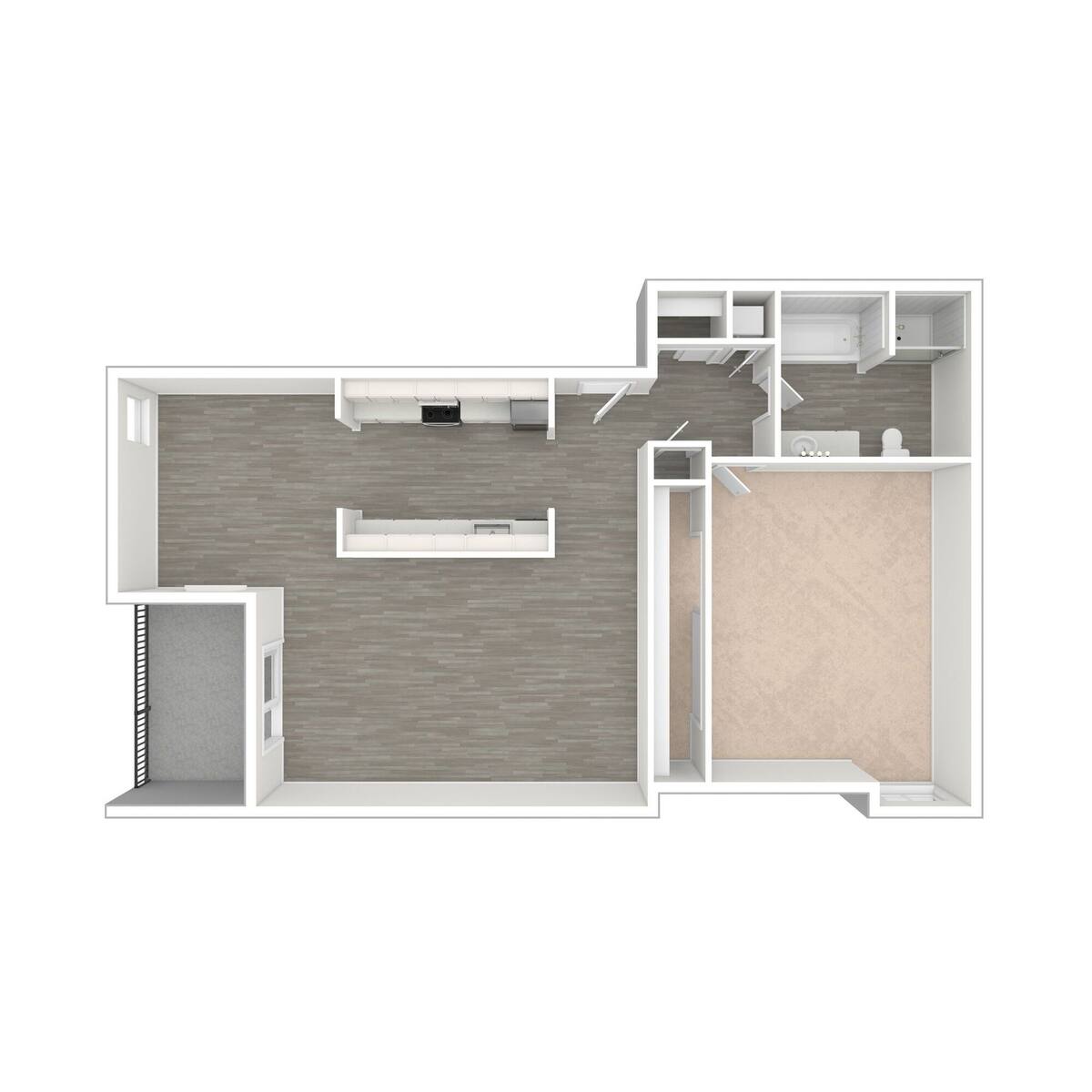 Floorplan diagram for Oak, showing 1 bedroom