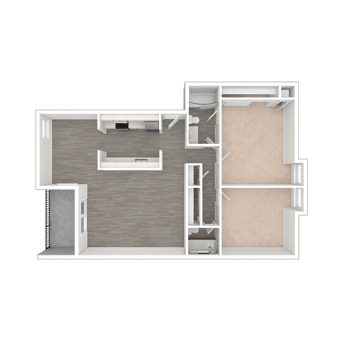 Grundrissdiagramm für Palm zeigt 2 Schlafzimmer
