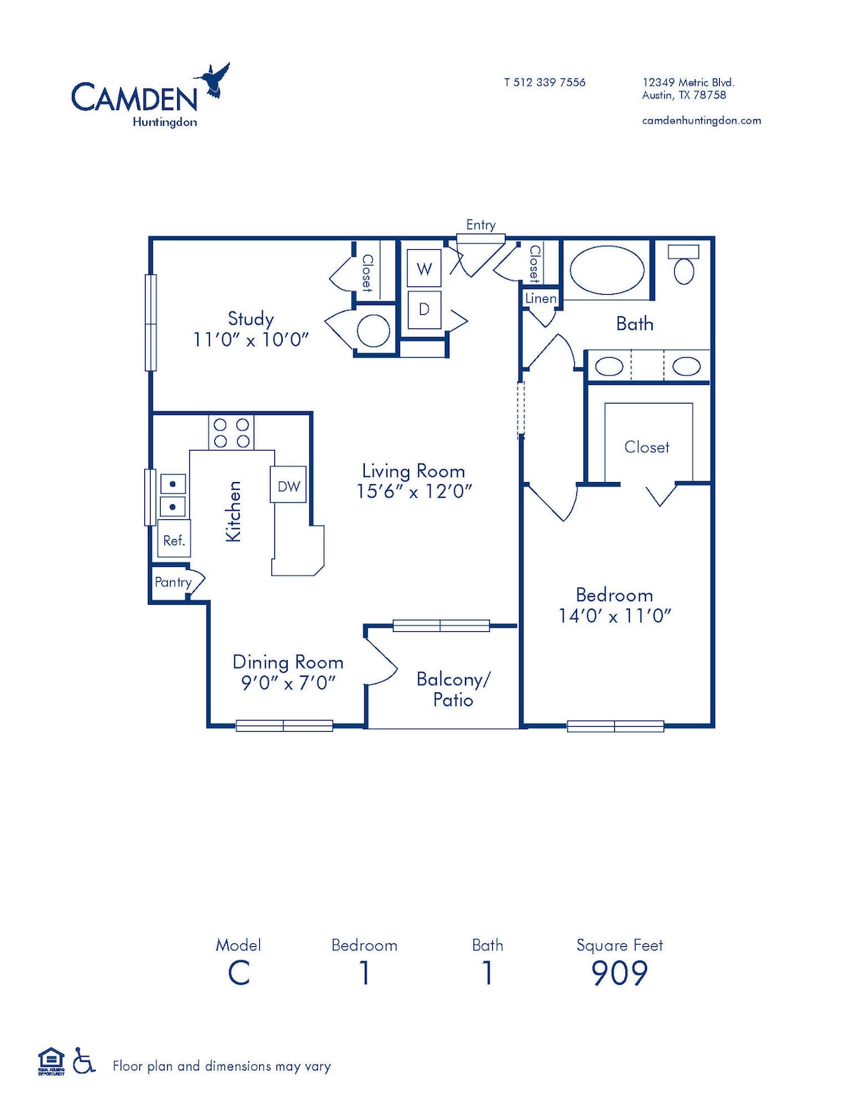 Floorplan diagram for C, showing 1 bedroom