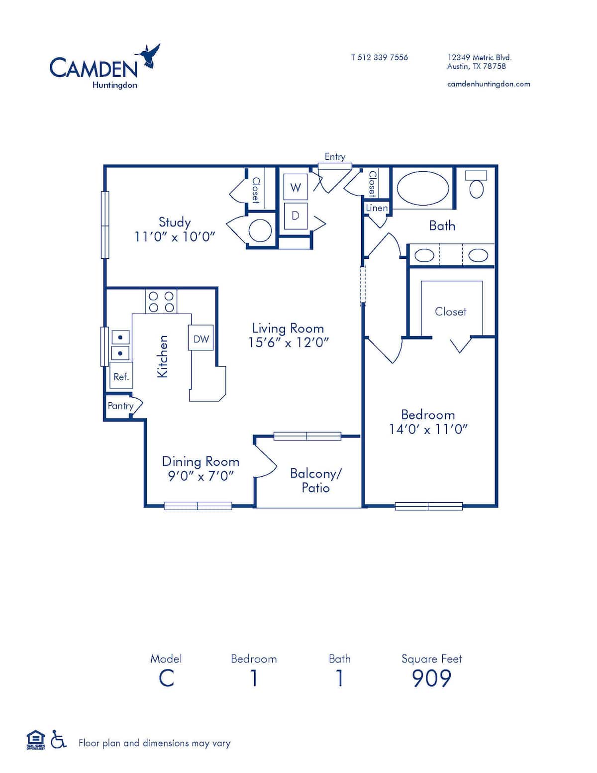 Floorplan diagram for C, showing 1 bedroom
