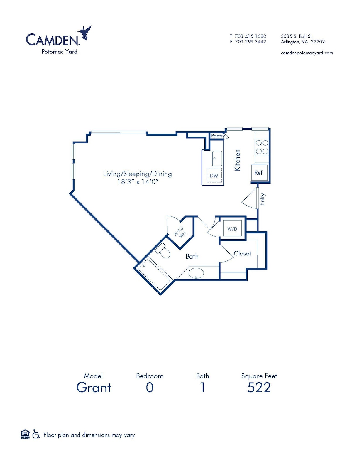 Floorplan diagram for Grant, showing Studio