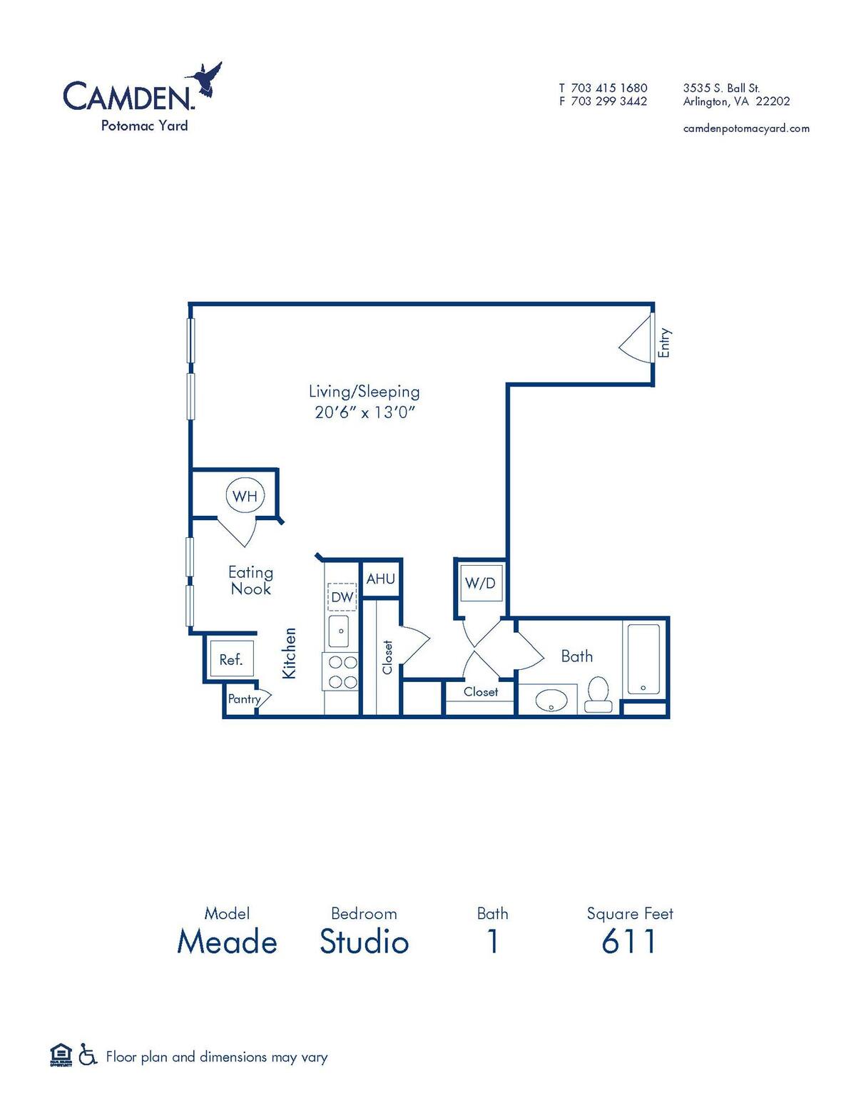 Floorplan diagram for Meade, showing Studio