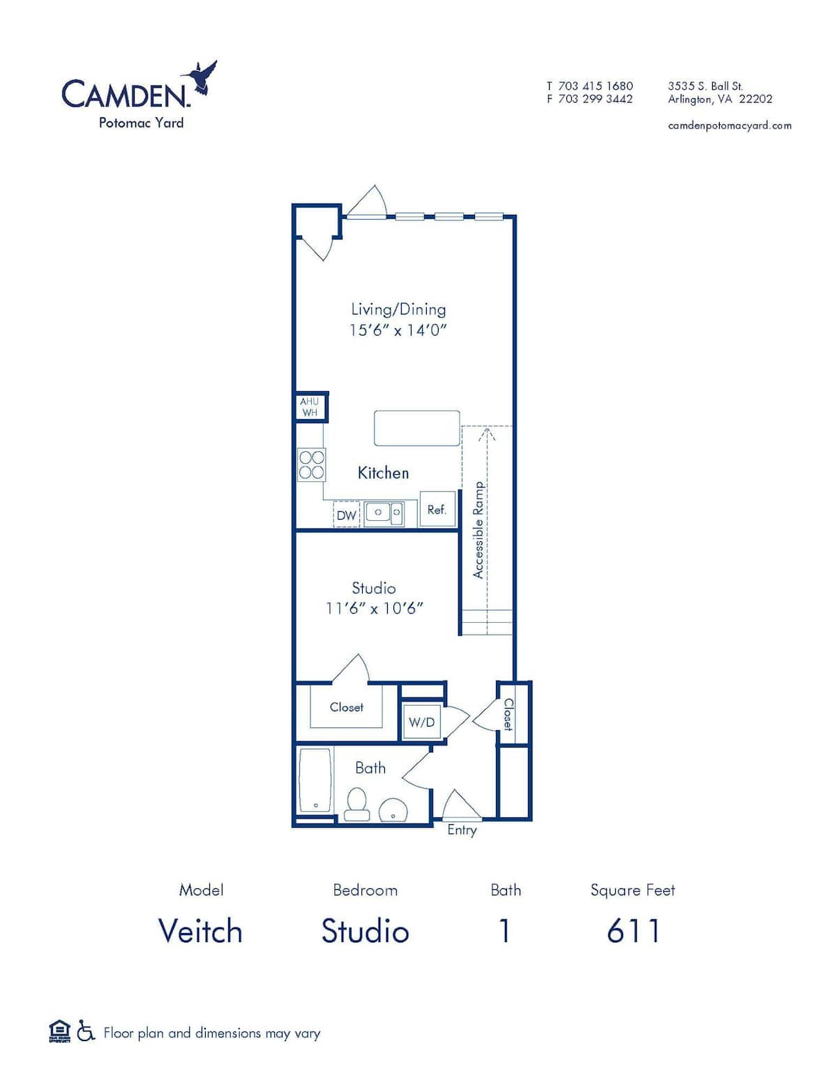 Floorplan diagram for Veitch, showing Studio