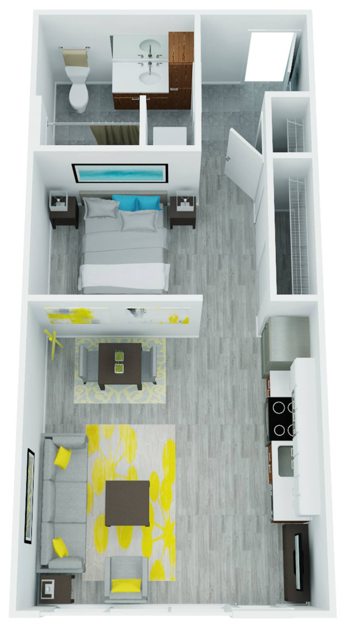 Floorplan diagram for Tanner, showing 1 bedroom