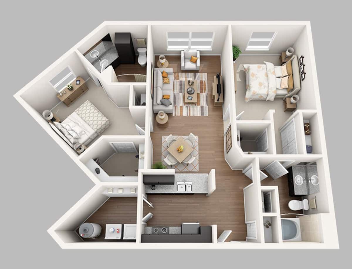 Floorplan diagram for B2, showing 2 bedroom