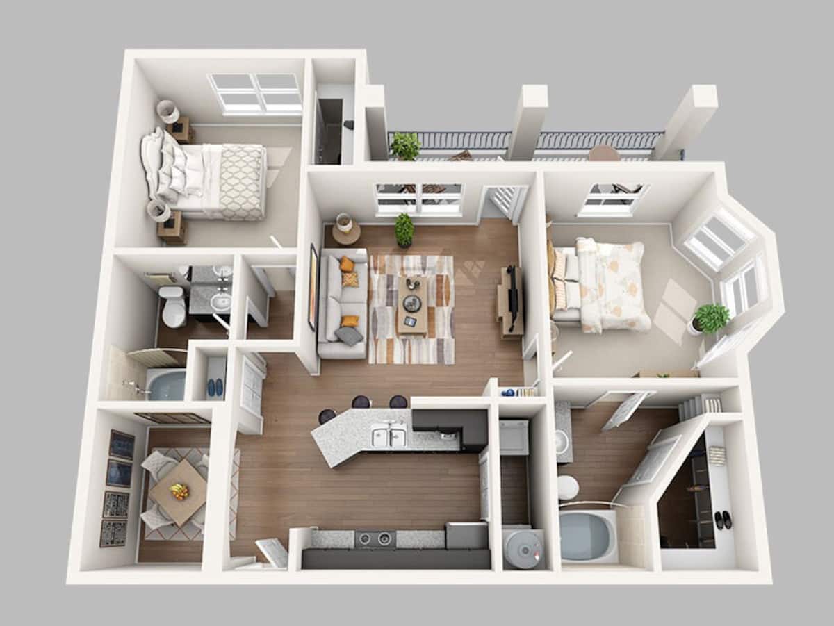 Floorplan diagram for C, showing 2 bedroom
