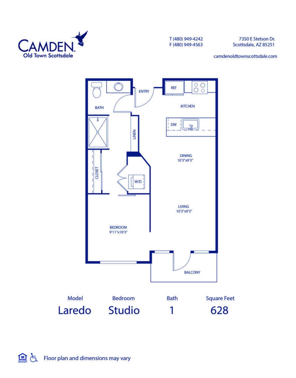 Floorplan diagram for Laredo, showing Studio