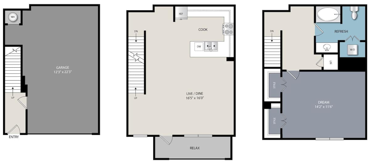 Floorplan diagram for A1B, showing 1 bedroom