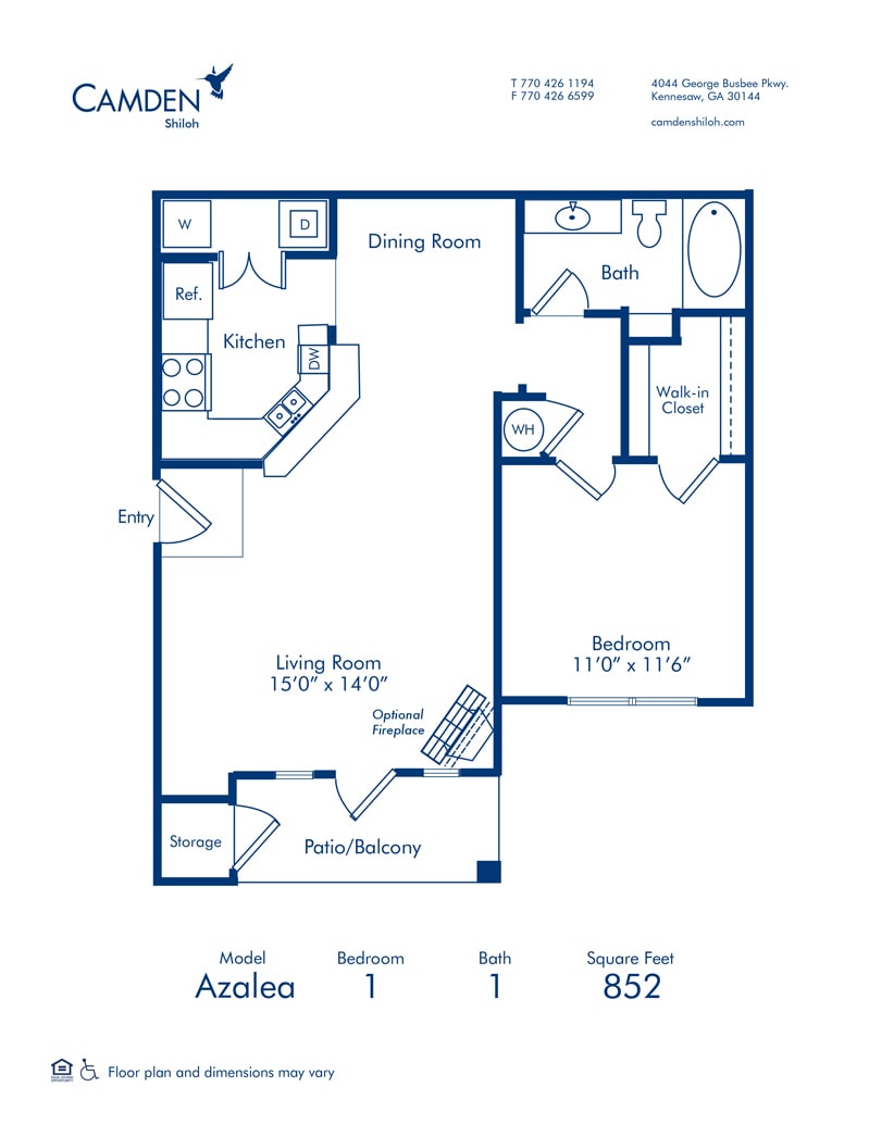 Plano de Azalea, que muestra 1 dormitorio