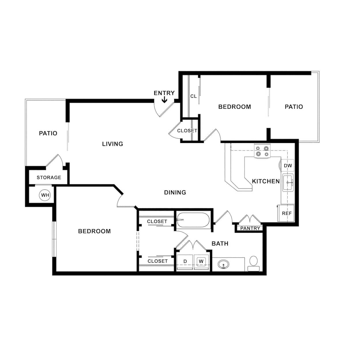 Floorplan diagram for Maple, showing 2 bedroom