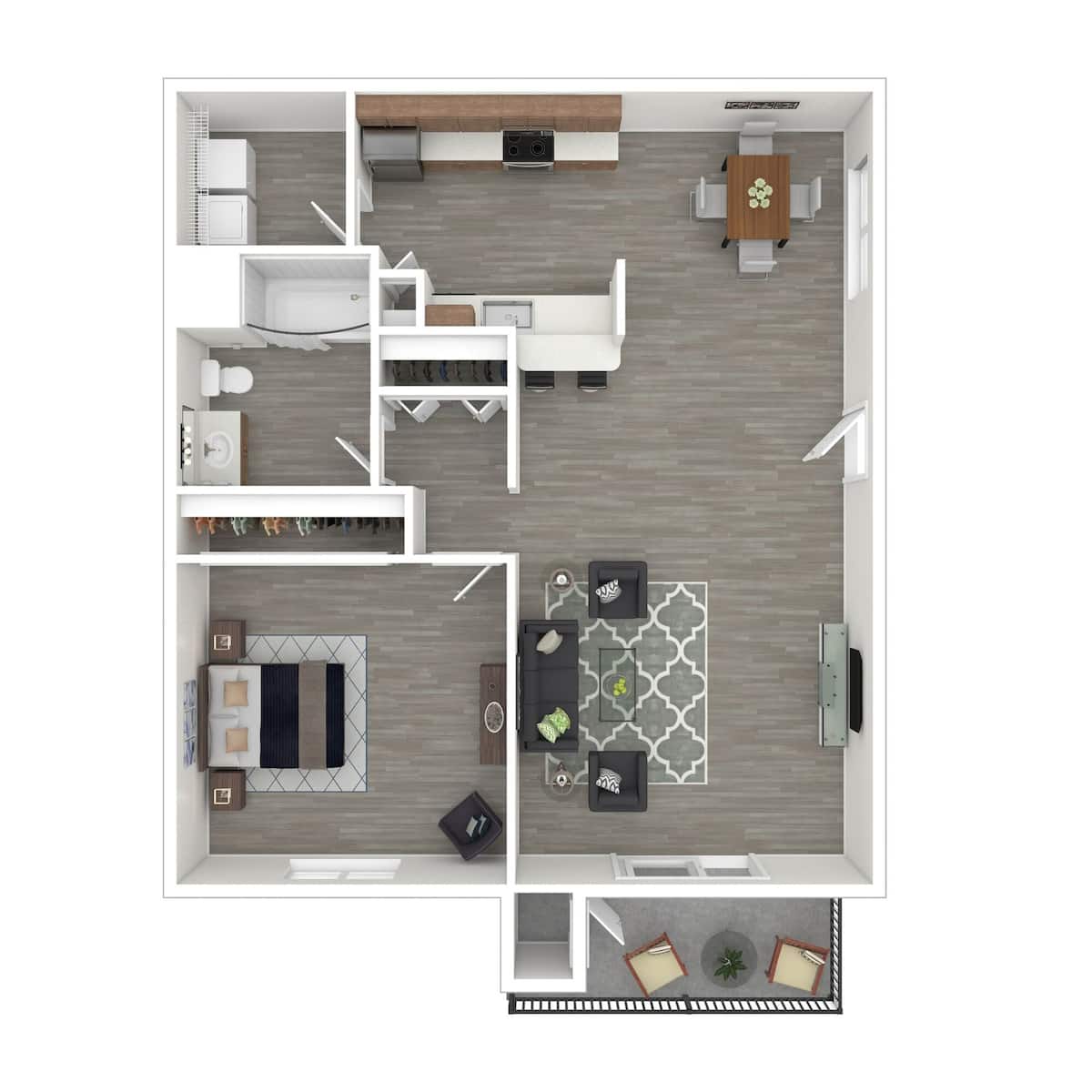 Floorplan diagram for One Bedroom, showing 1 bedroom