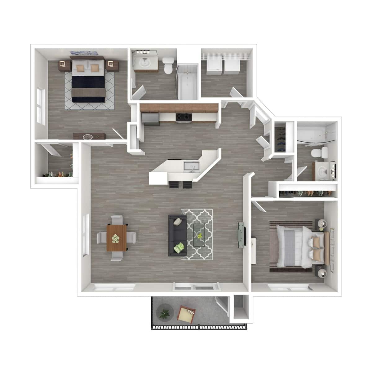 Floorplan diagram for Two Bedroom - Plan C, showing 2 bedroom
