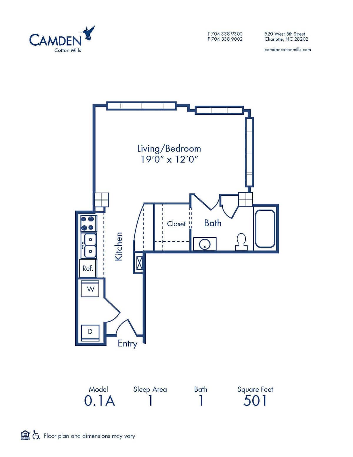 Floorplan diagram for 0.1A, showing Studio