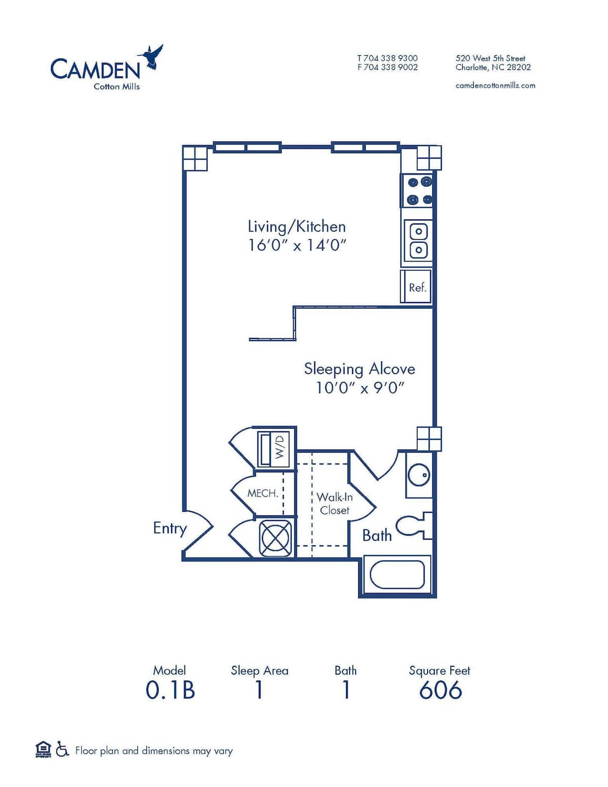 Floorplan diagram for 0.1B, showing Studio
