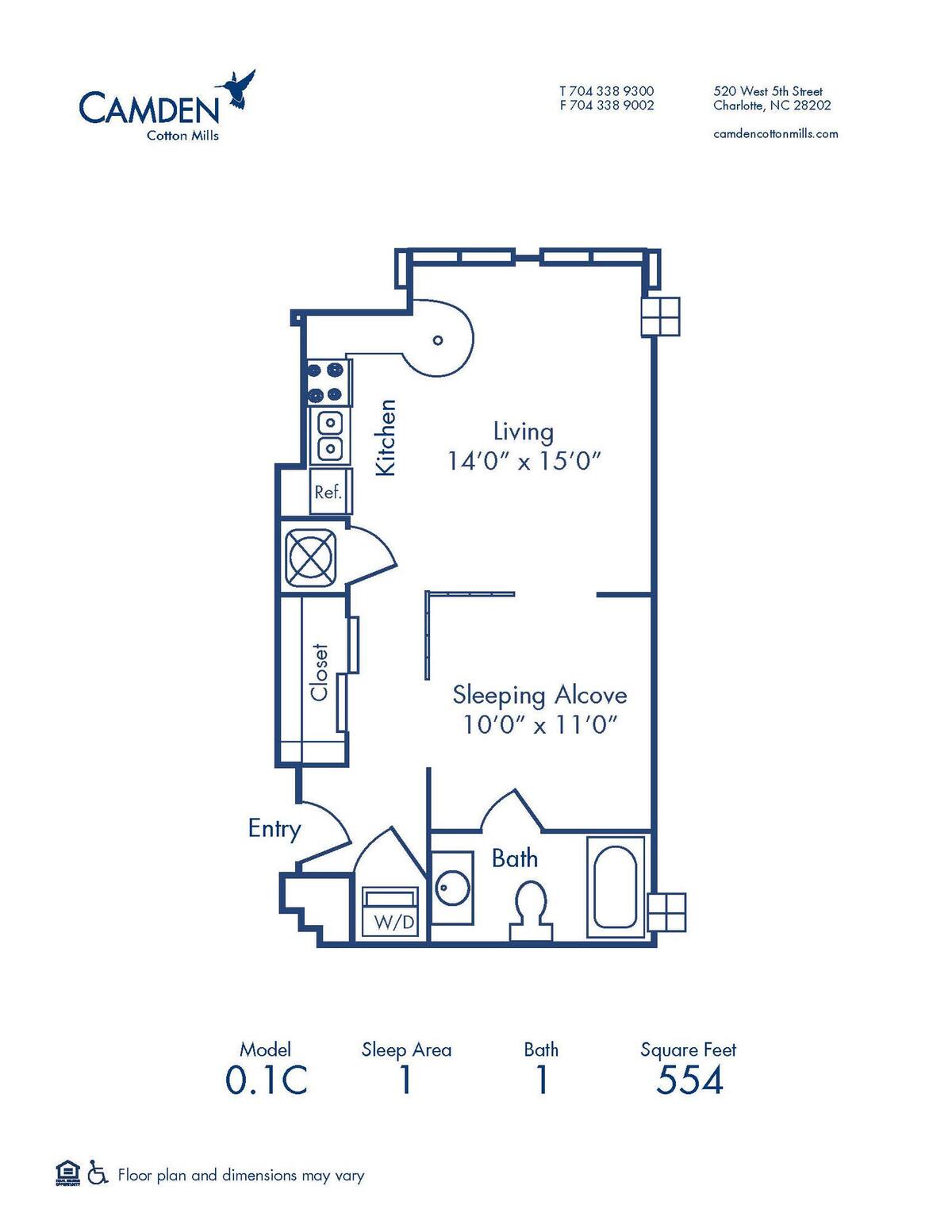 Floorplan diagram for 0.1C, showing Studio
