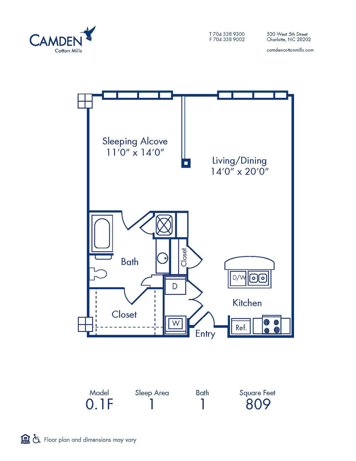 Floorplan diagram for 0.1F, showing Studio