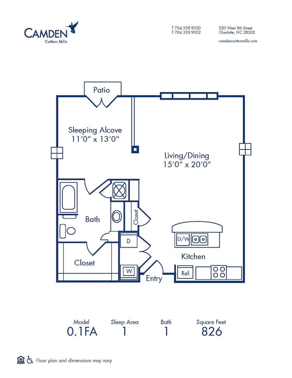 Floorplan diagram for 0.1FA, showing Studio