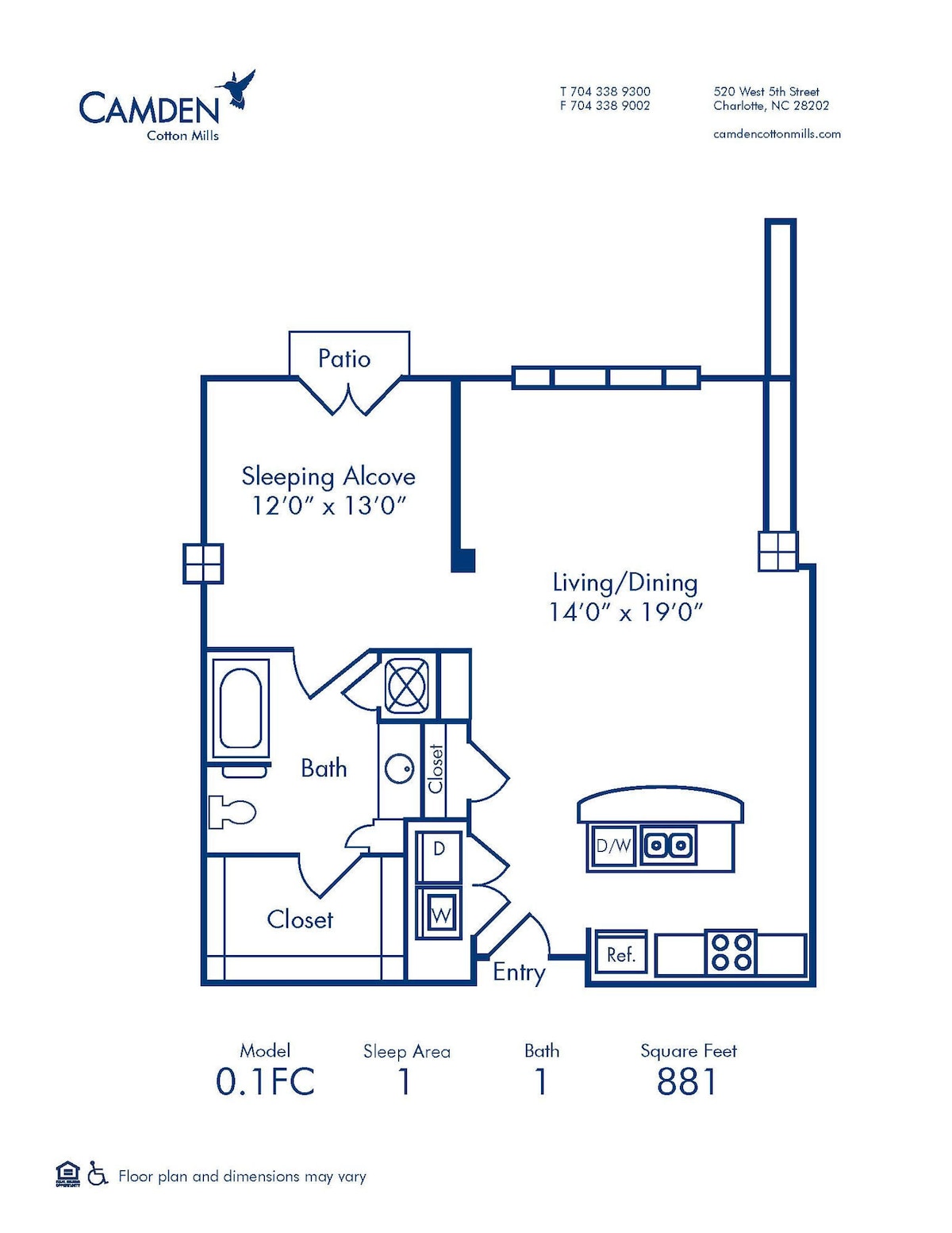 Floorplan diagram for 0.1FC, showing Studio