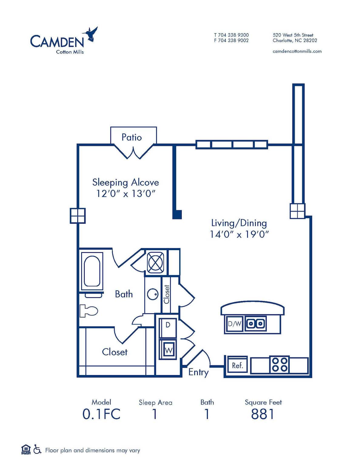Floorplan diagram for 0.1FC, showing Studio