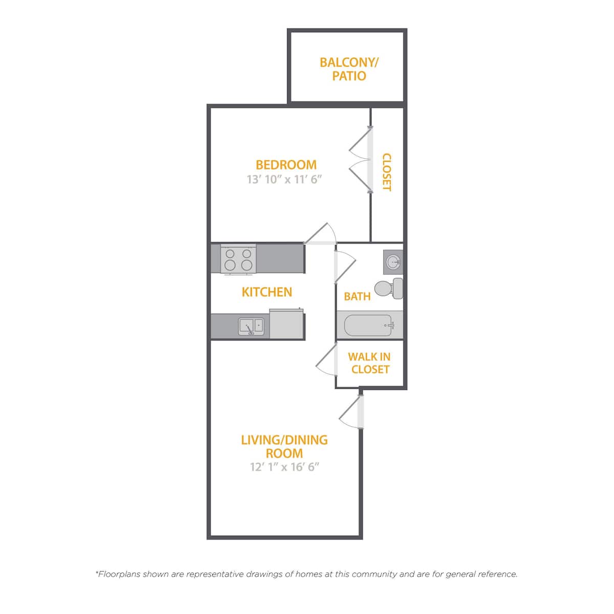 Floorplan diagram for Cove, showing 1 bedroom
