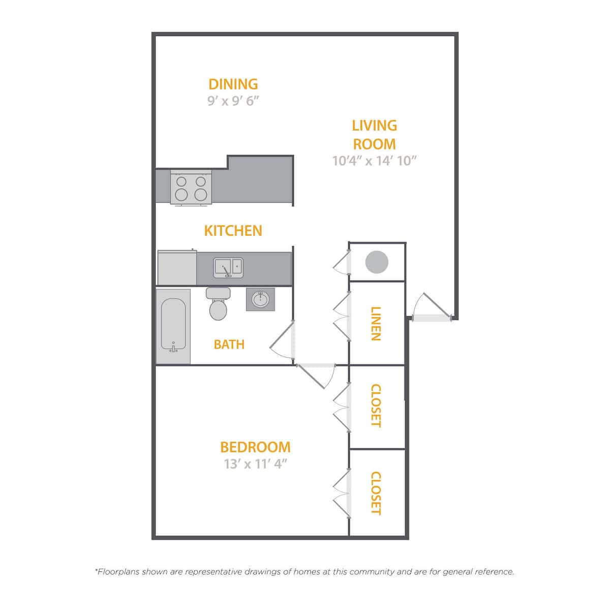 Floorplan diagram for Tidal, showing 1 bedroom