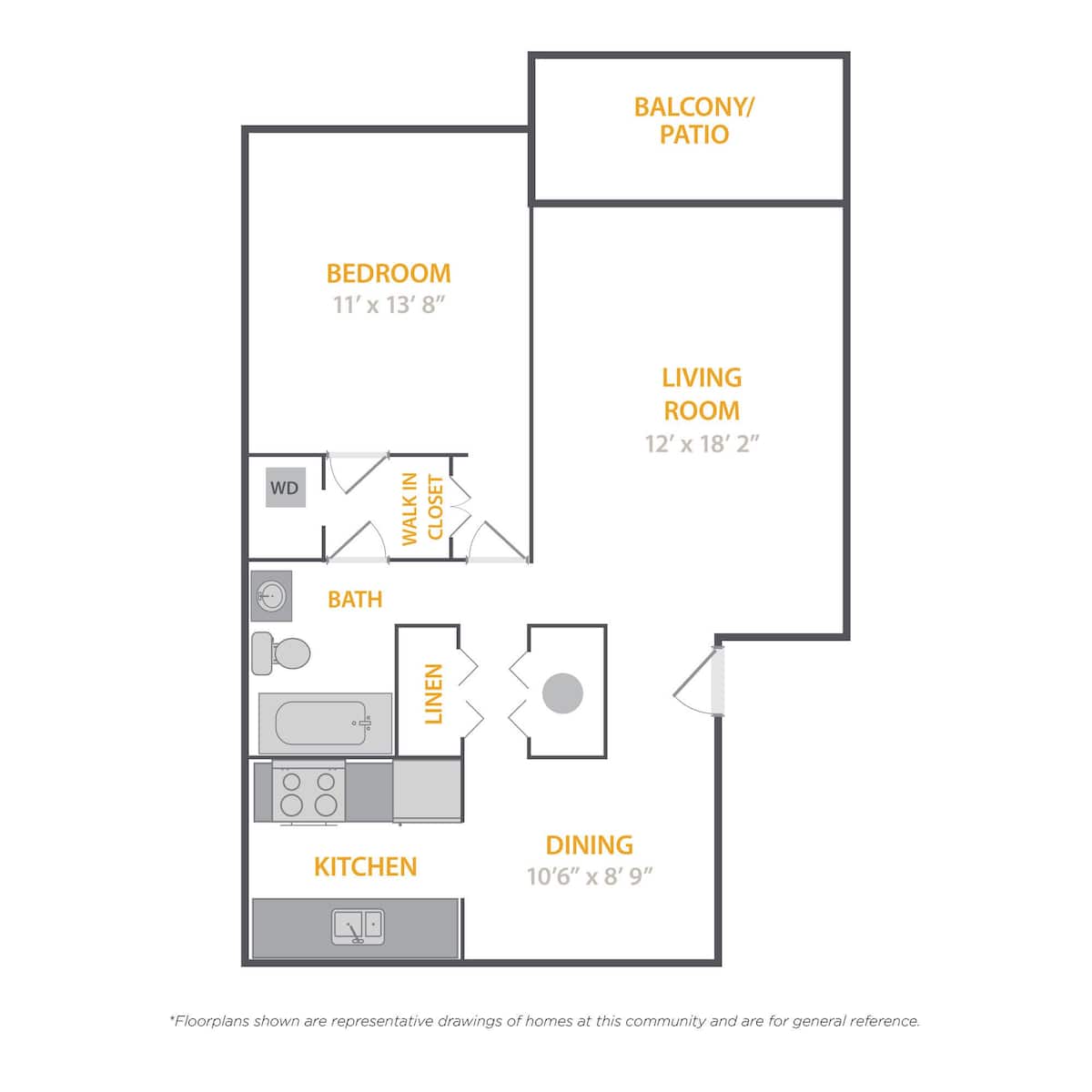 Floorplan diagram for Cascade, showing 1 bedroom