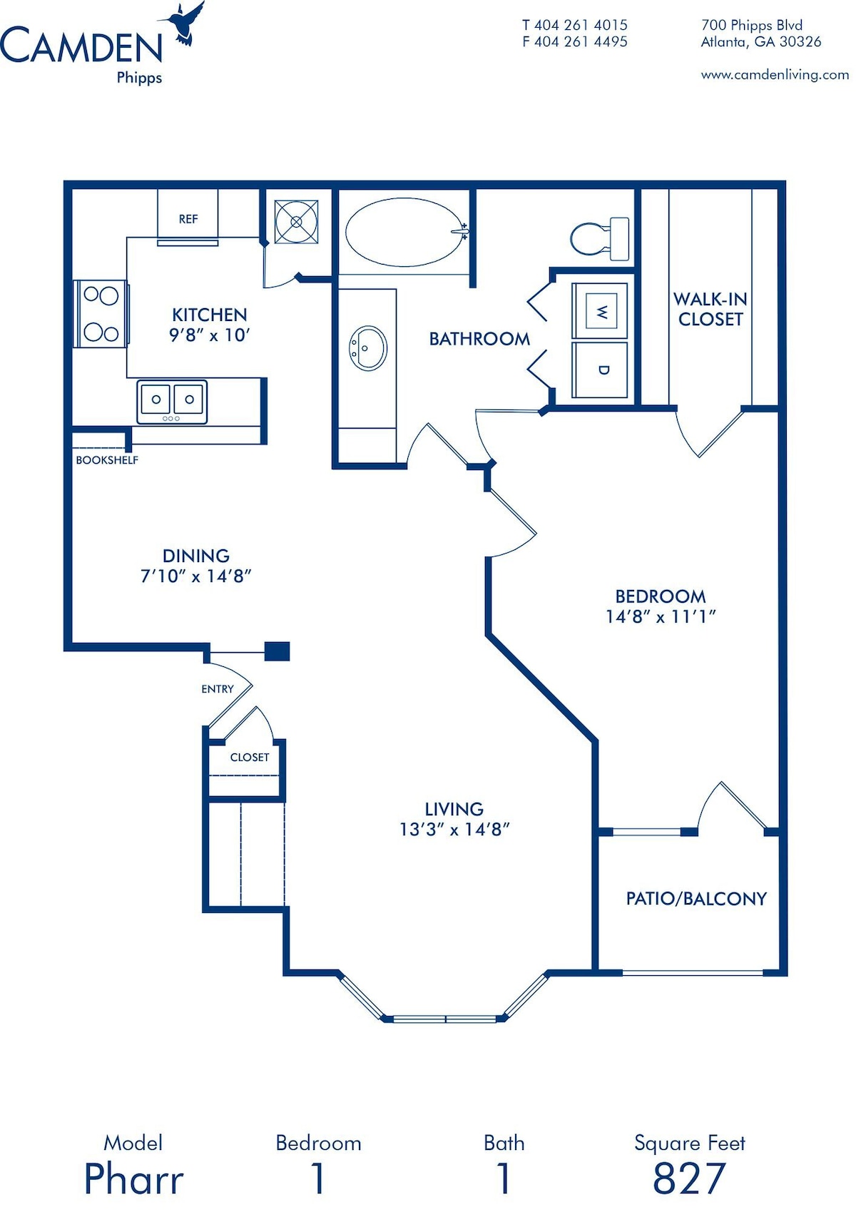 Floorplan diagram for Pharr, showing 1 bedroom