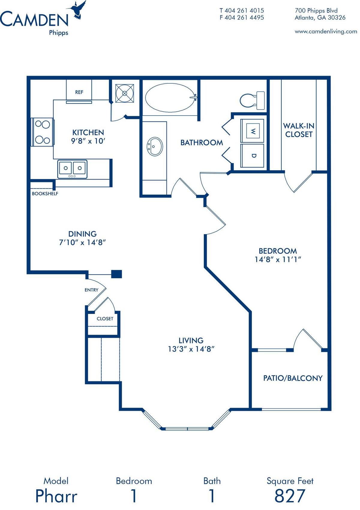 Floorplan diagram for Pharr, showing 1 bedroom