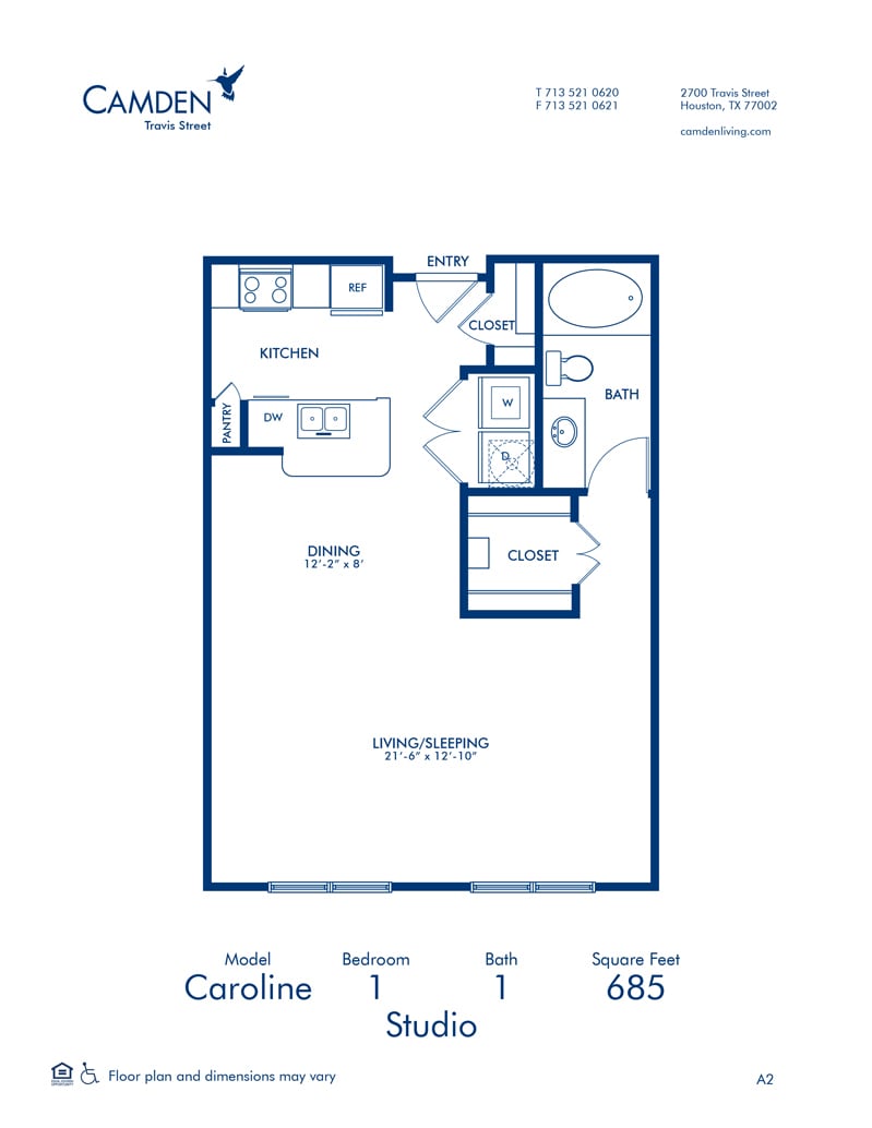 Floorplan diagram for Caroline, showing Studio