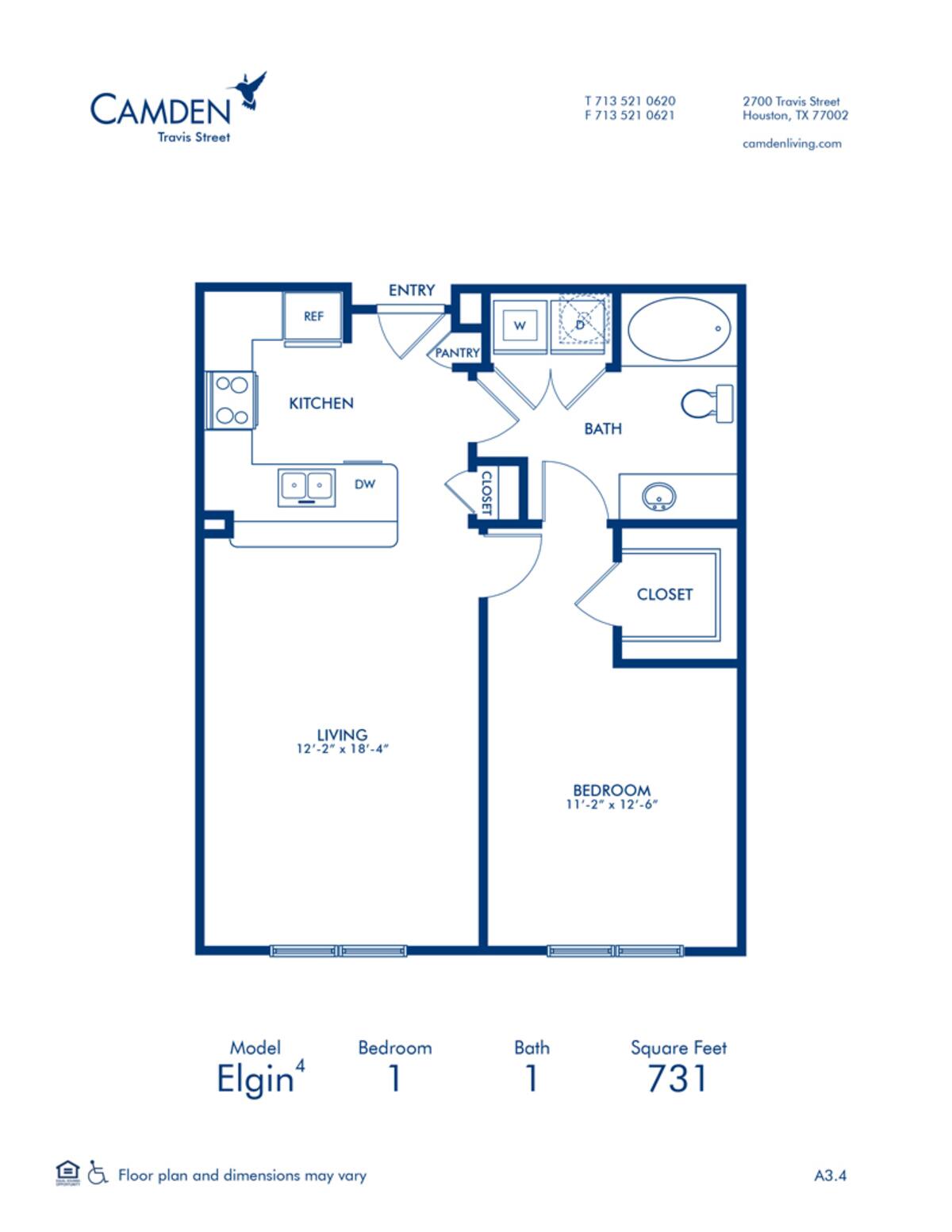 Floorplan diagram for Elgin 4, showing 1 bedroom