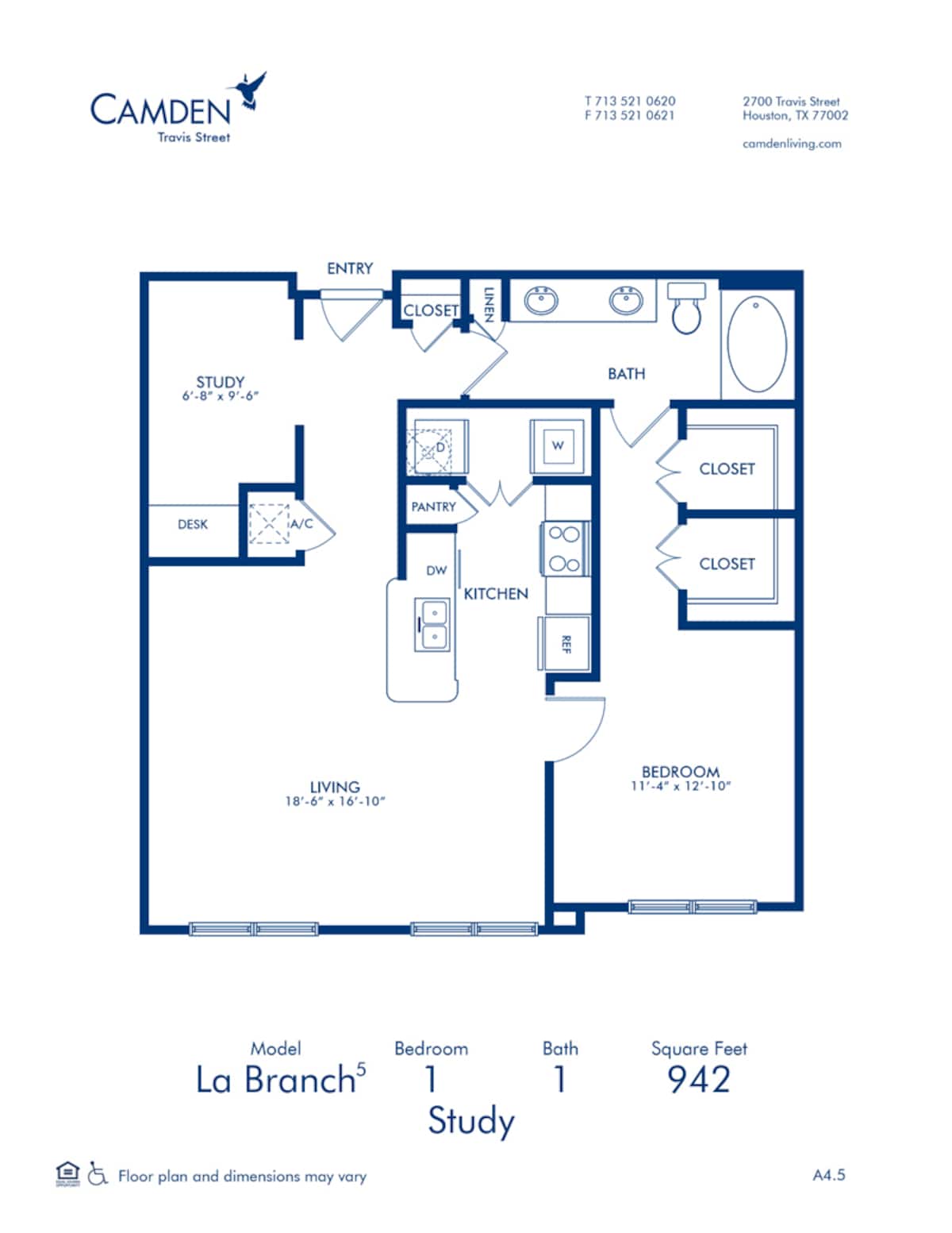Floorplan diagram for LaBranch H, showing 1 bedroom