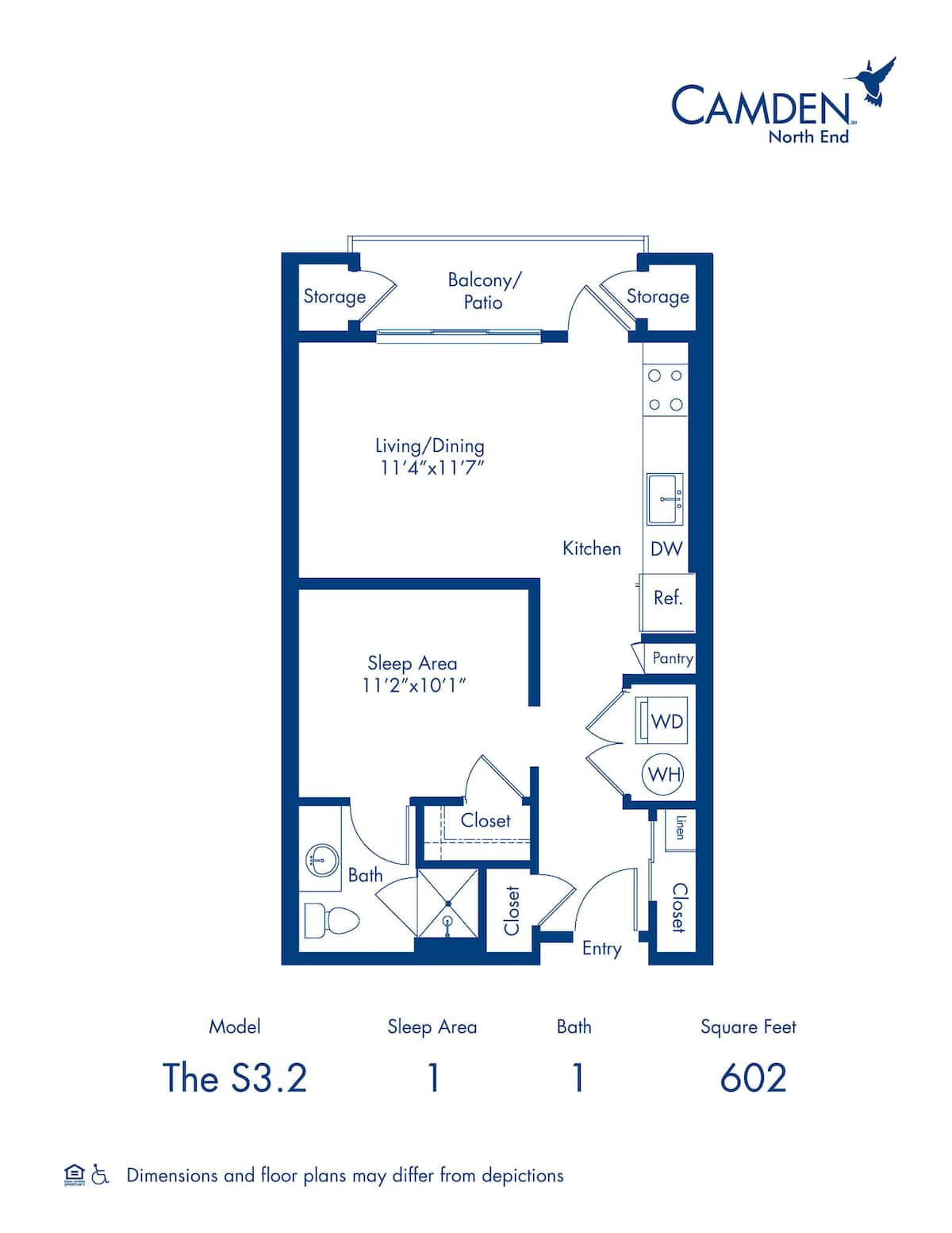 Floorplan diagram for The S3.2 0-1, showing Studio