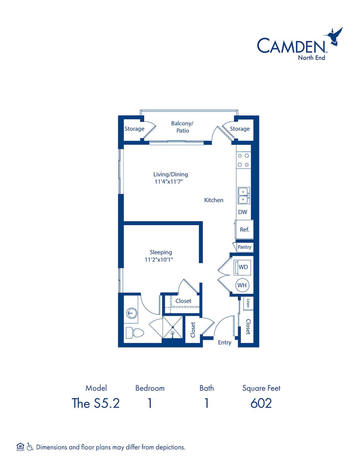 Floorplan diagram for The S5.2 0-1, showing Studio