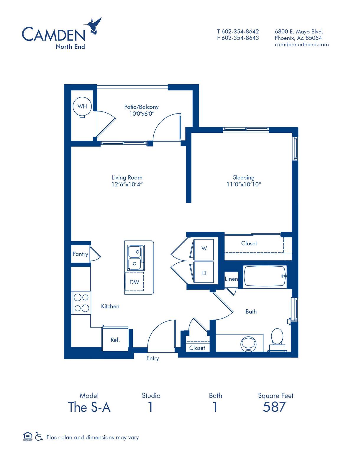 Floorplan diagram for S-A, showing Studio