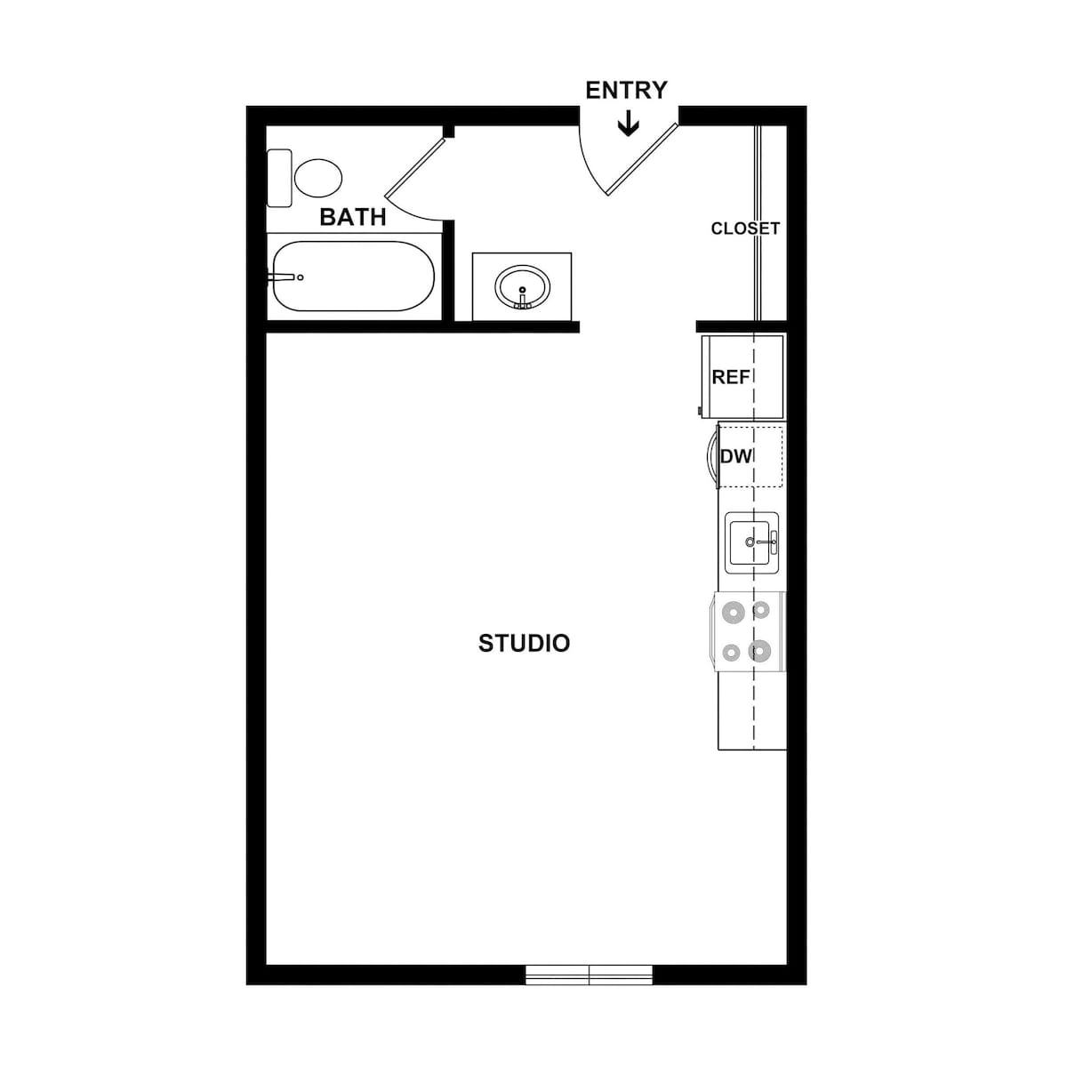 Floorplan diagram for The Grist, showing Studio