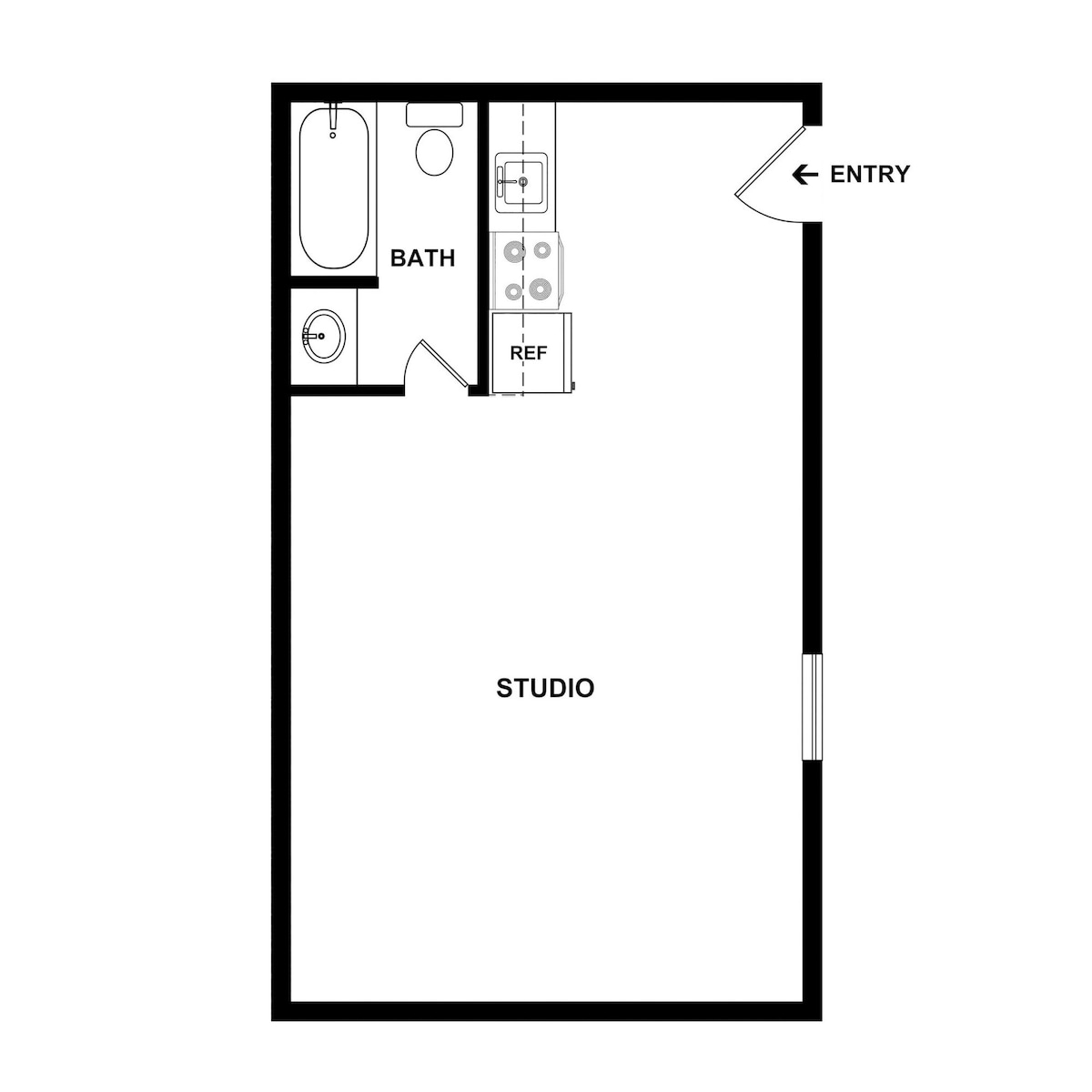 Floorplan diagram for The Spark, showing Studio
