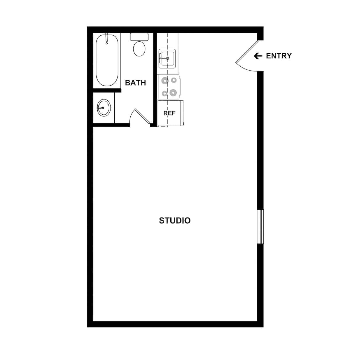 Floorplan diagram for The Spark, showing Studio