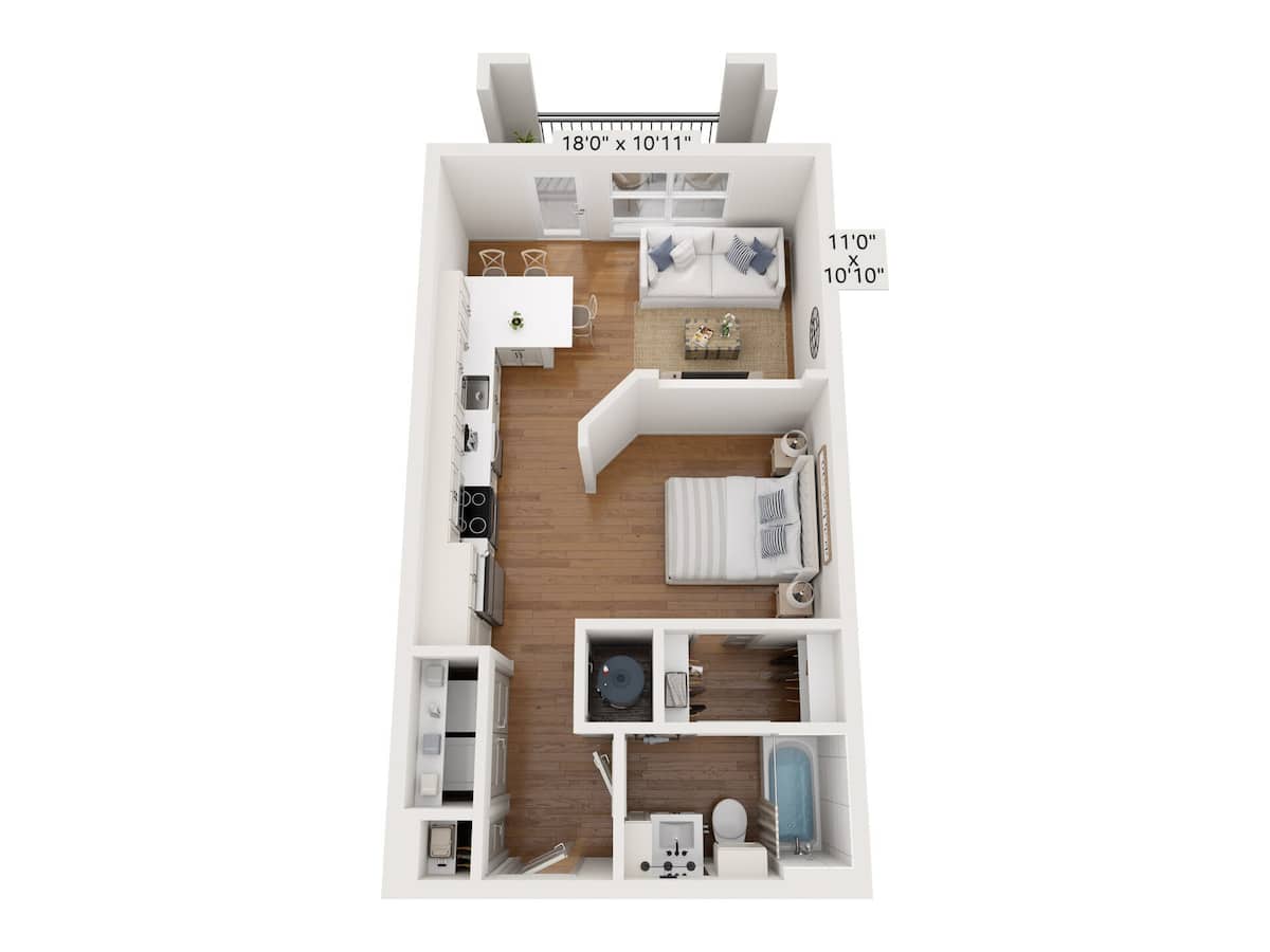 Floorplan diagram for Willow, showing Studio