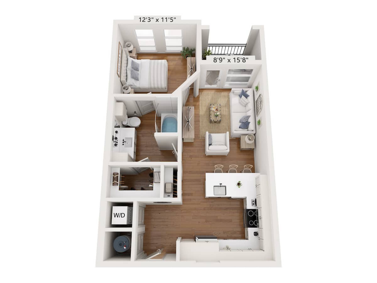 Floorplan diagram for Cameron, showing 1 bedroom