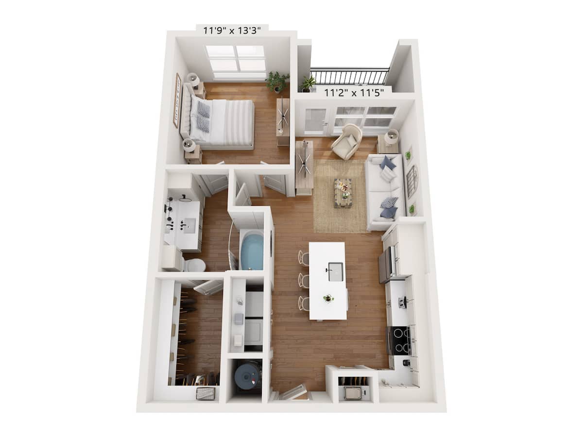 Floorplan diagram for Heather, showing 1 bedroom