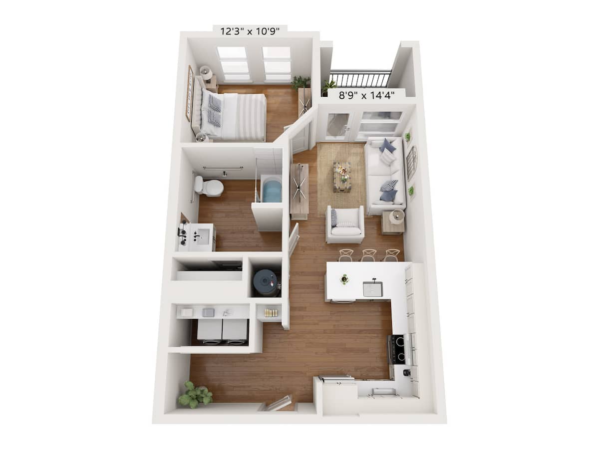 Floorplan diagram for Jesse, showing 1 bedroom