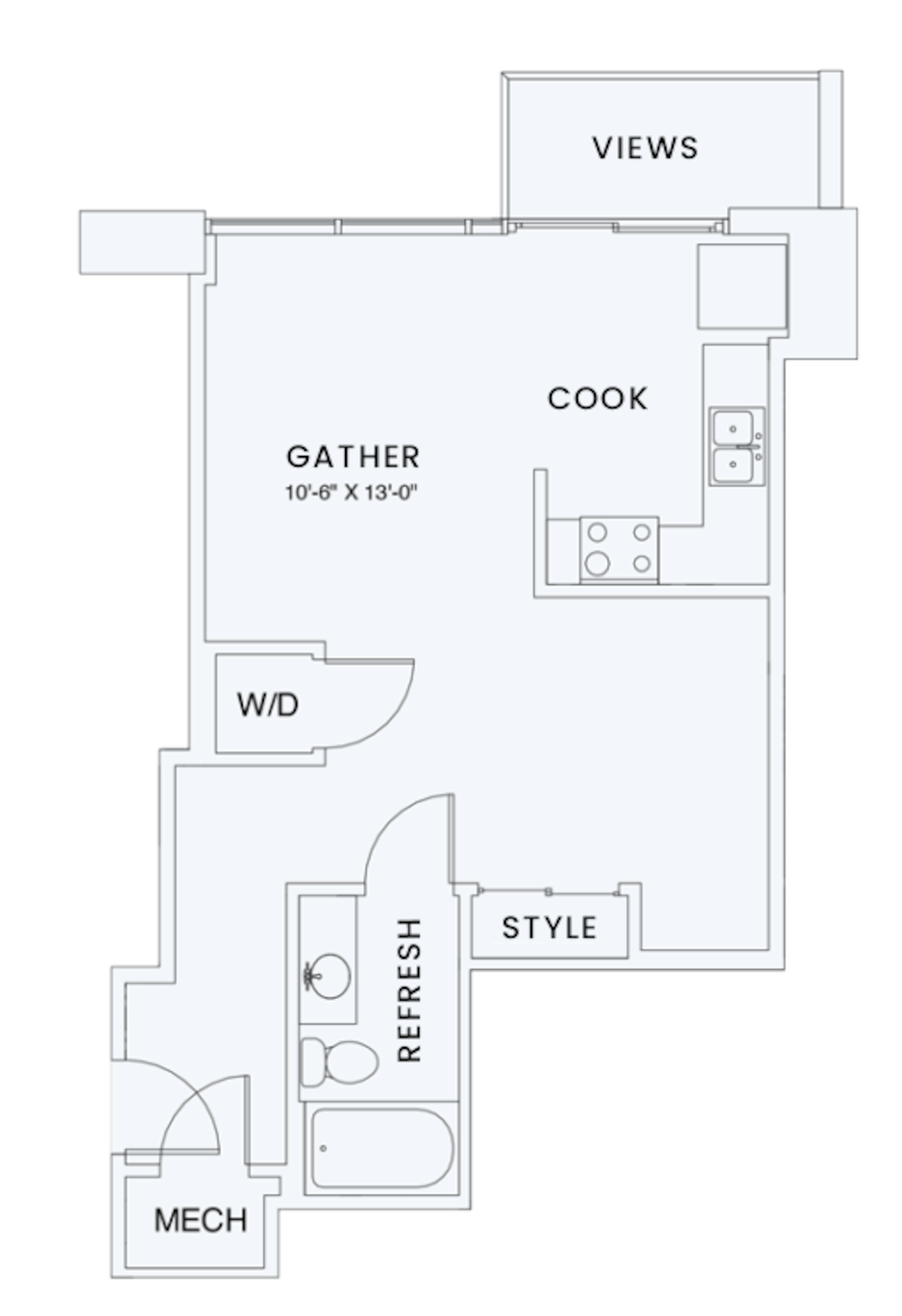 Floorplan diagram for S1, showing Studio