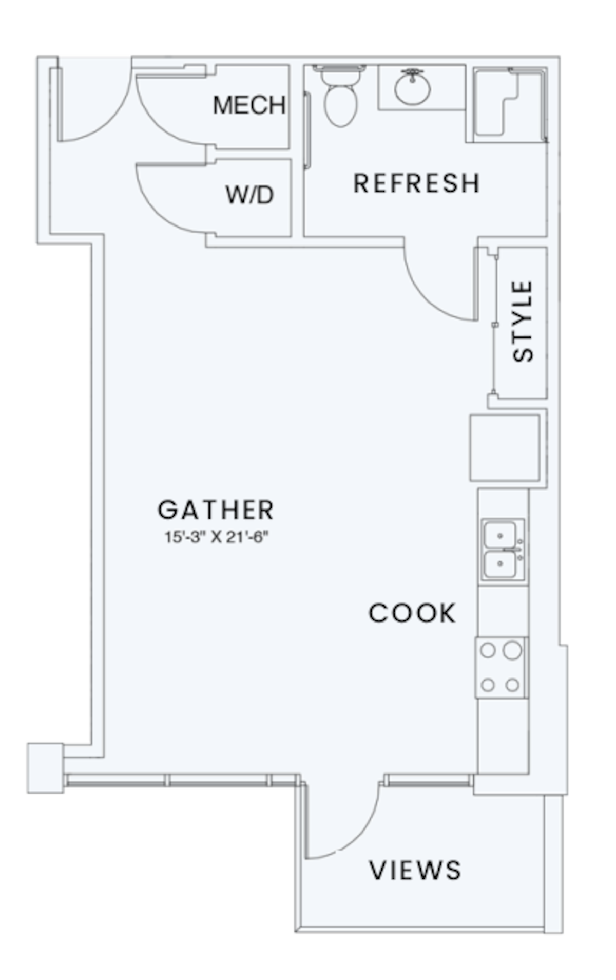 Floorplan diagram for S1A, showing Studio