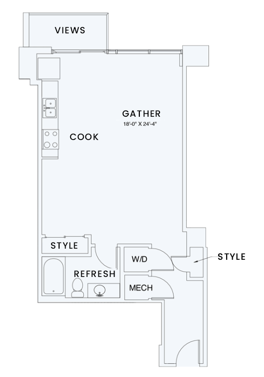 Floorplan diagram for S5, showing Studio