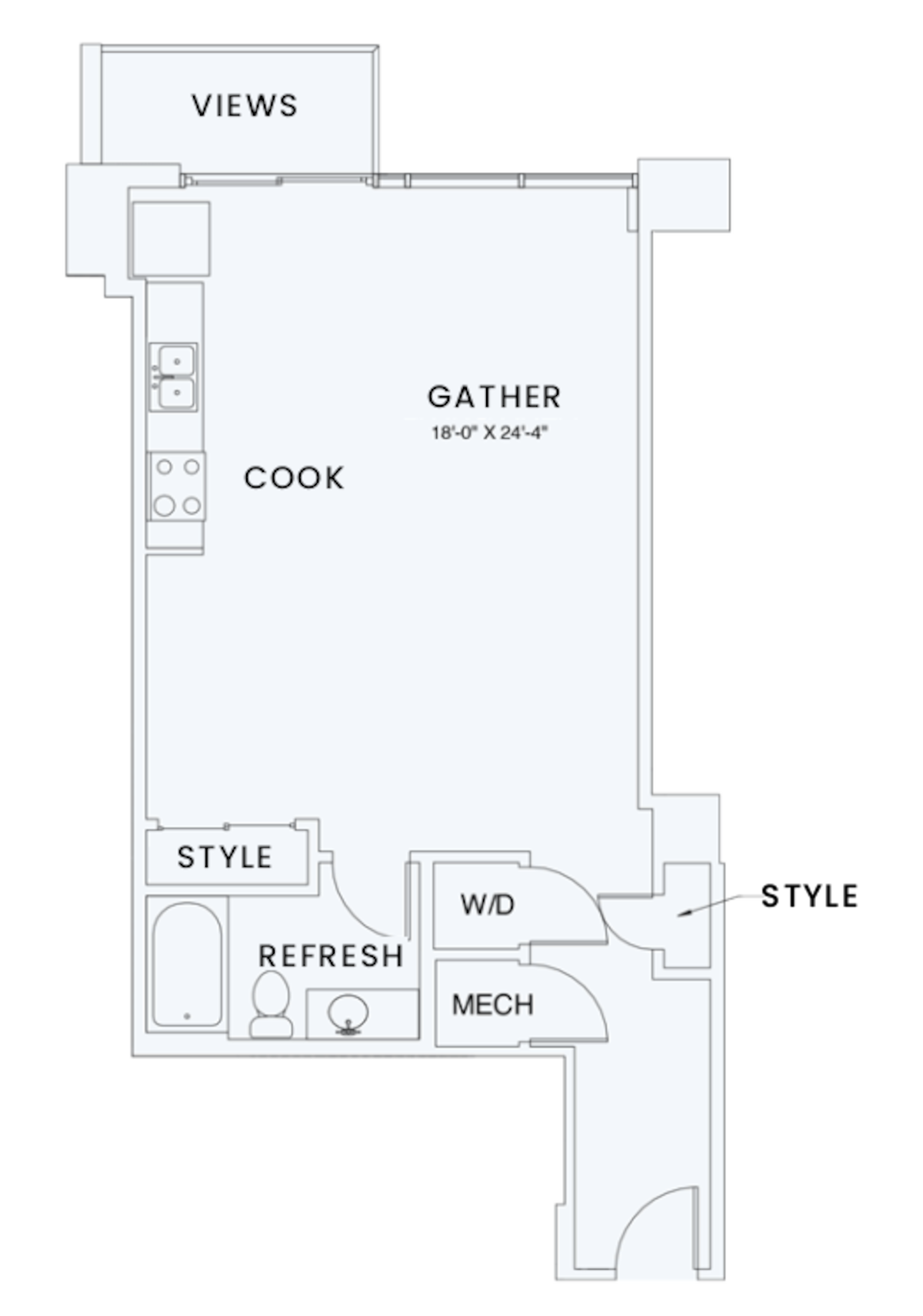 Floorplan diagram for S5, showing Studio