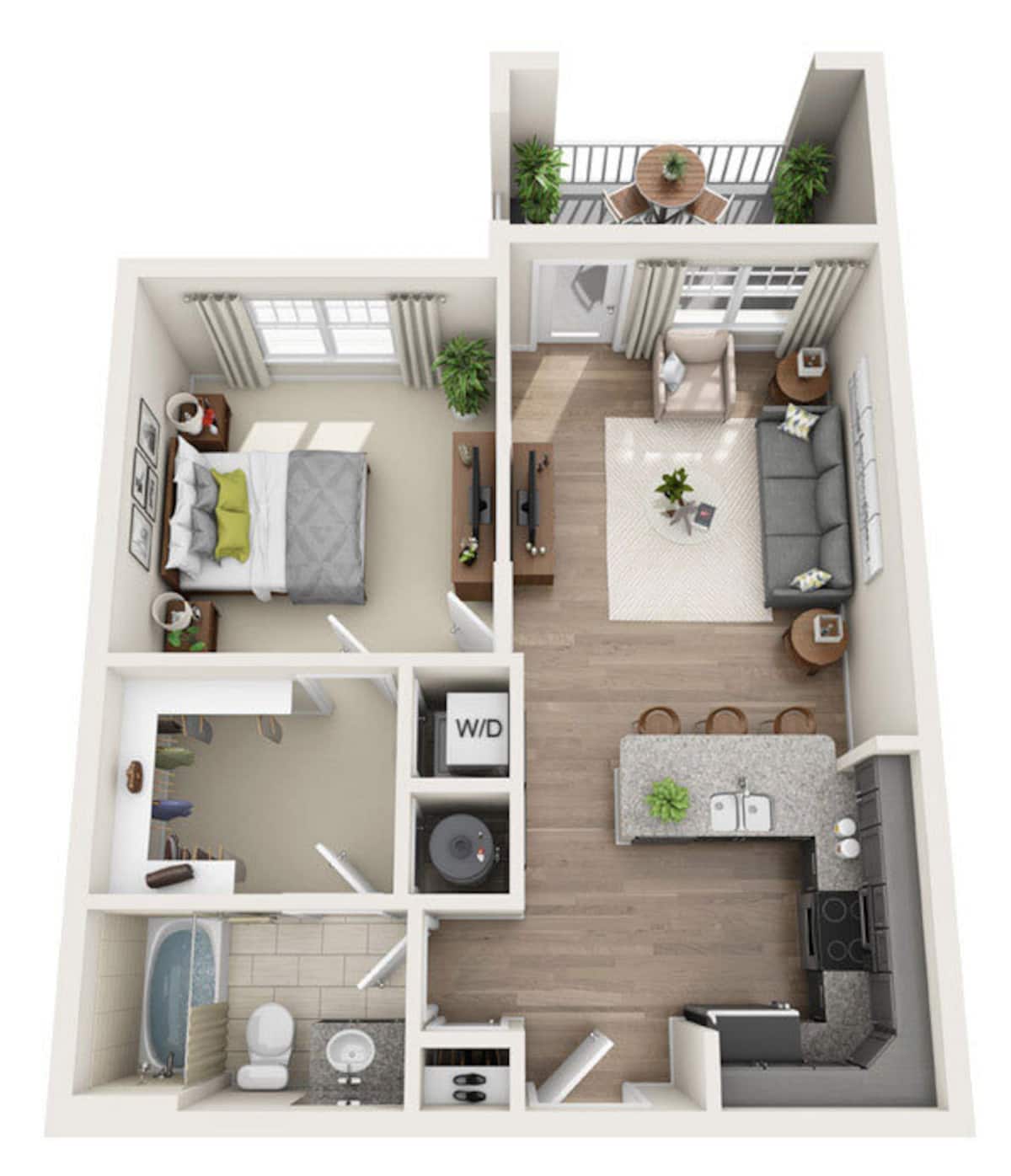 Floorplan diagram for A1, showing 1 bedroom