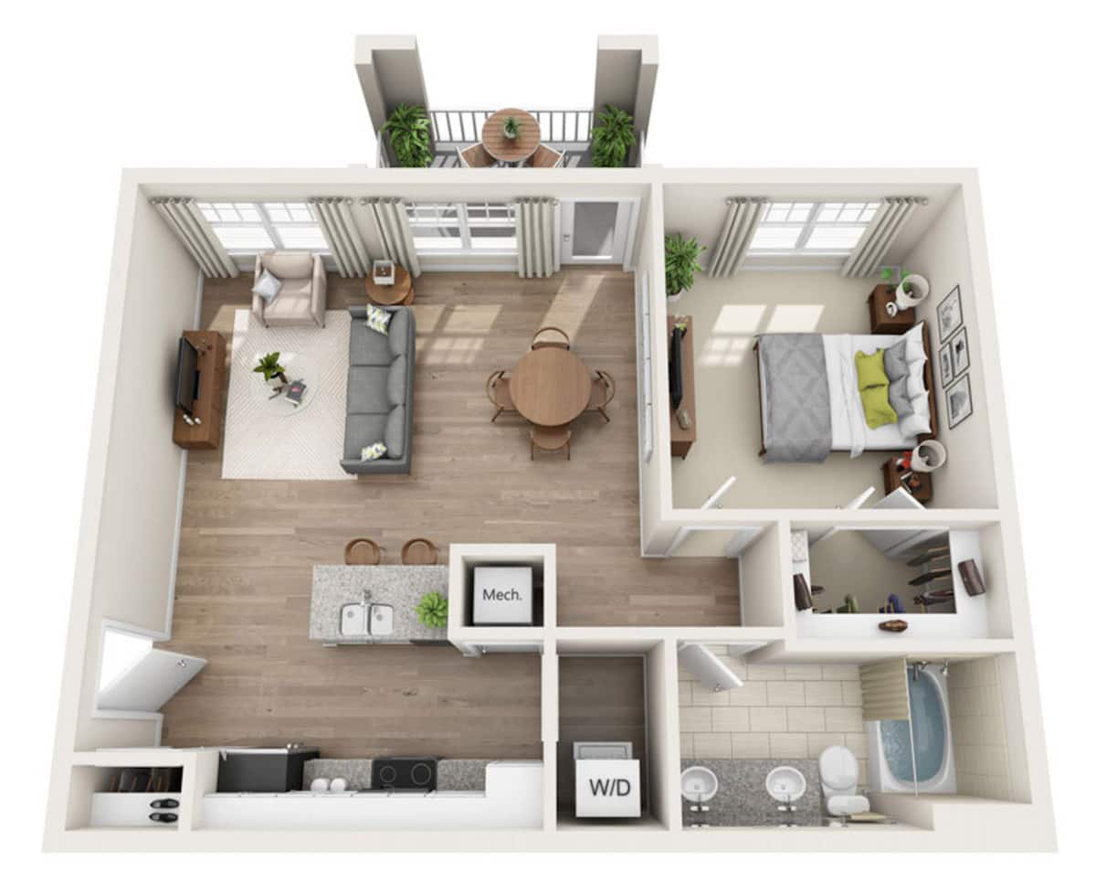 Floorplan diagram for A3, showing 1 bedroom